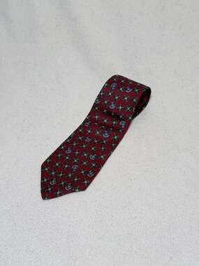 Grandpacore Don Loper Beverly Hills Men's Red Geometric Medallion Pattern Silk N